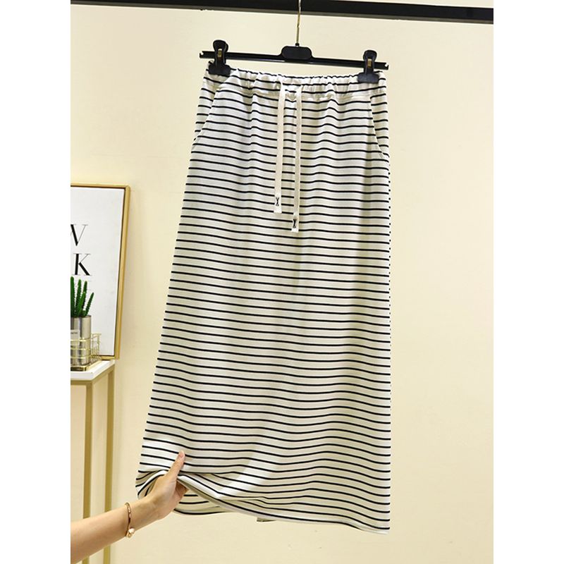 Back Slit High Waist Skirt for Women Summer Versatile Slimming A- Line Skirt Outer Wear Casual Pants Loose Drape Base Skirt
