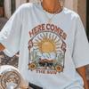 Here Comes the Sun Shirt Vintage Desert Graphic Tee Western Aesthetic T-Shirt Retro Boho Sunshine Shirt Summer Gift for Her