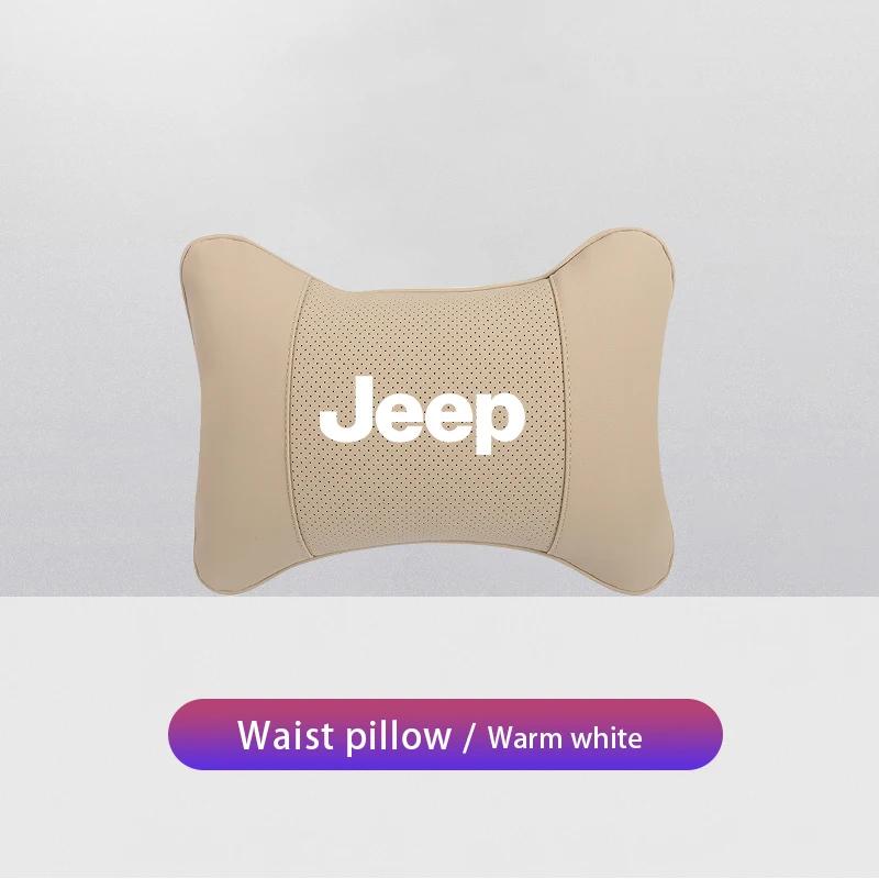 Per Jeep Cuscino per Collo per Sedile Auto Poggiatesta in Pelle Supporto Lombare per Jeep Grand Cherokee Wrangler JK Gladiator Compass Ren
