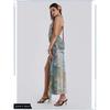 Jaded London Sex Sexy Sense Retro Print Beaded Low Cut Deep V-neck Backless Vacation Halterneck Long Dress