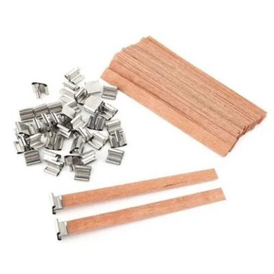 Wood Candle Wicks 0.6x5.9in Smokeless Candle Making Wicks Candle Cores with Stainless Steel Stand