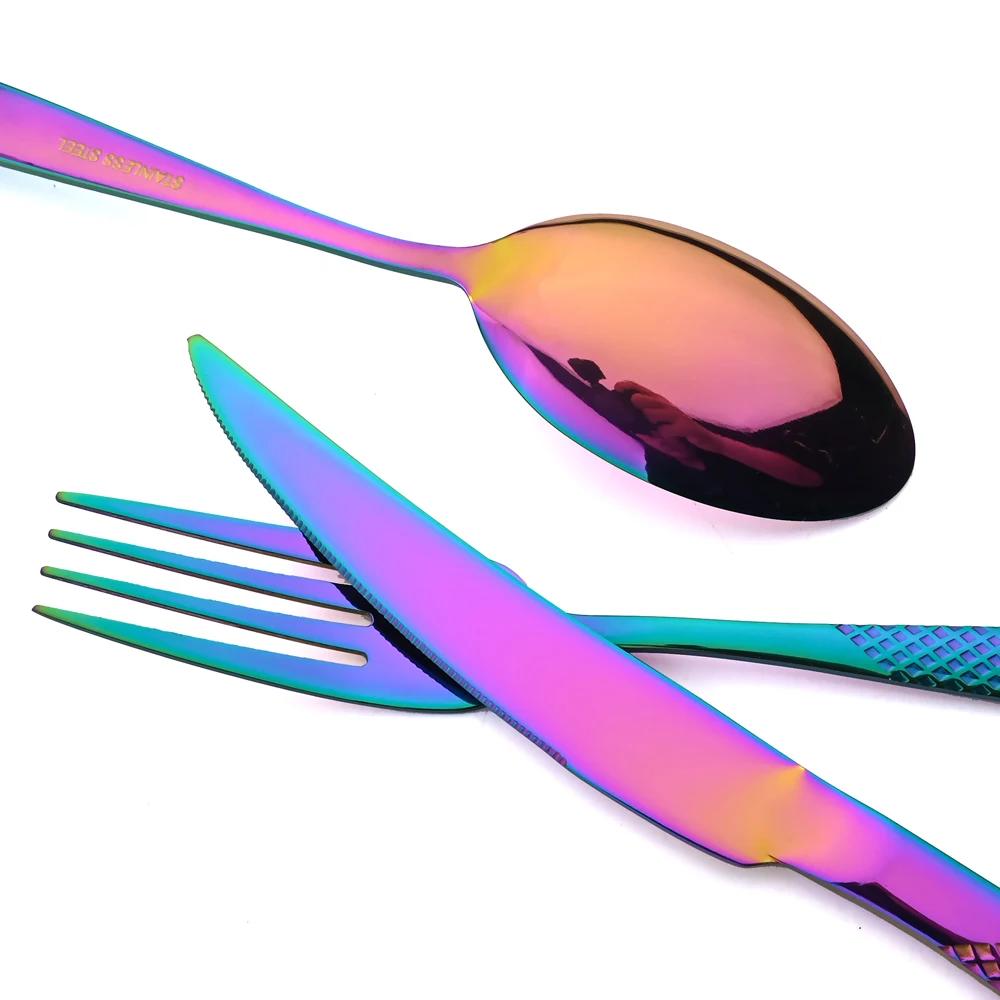 16 Pieces Cutlery Set Western Tableware Stainless Steel Black Elegant Dinner Set Mirror Knife Fork Spoon Kitchen Utensils