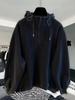 High-Quality Oversized Half-Zip Hoodie - Solid Color, Breathable Patchwork Design for Spring & Autumn