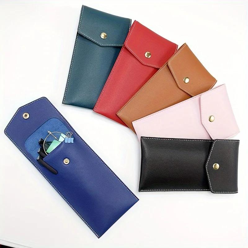 PU Leather Pencil Case Storage Bag Student Glasses Portable Stationery Bag Large-capacity Business Office Pen Storage Bag