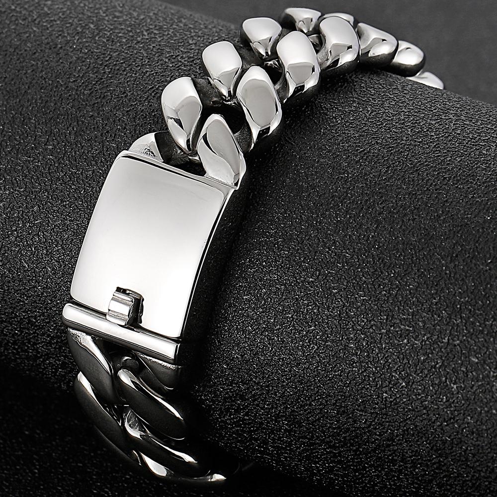 Steampunk Polished Stainless Steel Casting Men's Bracelet Gothic Hip Hop 20MM Wide Cuff Chain Wristband Birthday Jewelry Gifts