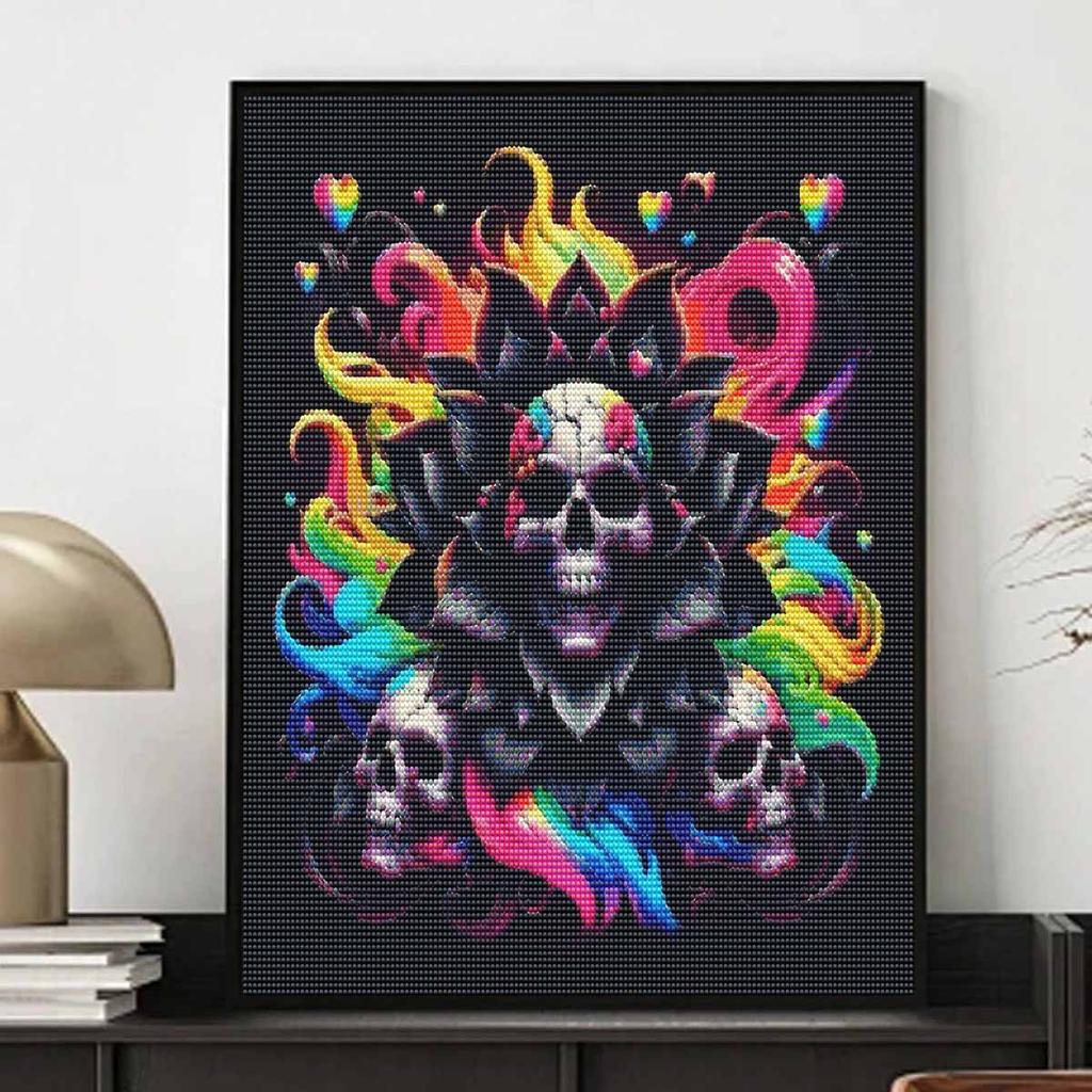 Halloween 5D Colorful Skull Diamond Painting Kit Full Drill Art Craft Home Decor Aesthetic Room Wall Decoration DIY Rhinestone Gift