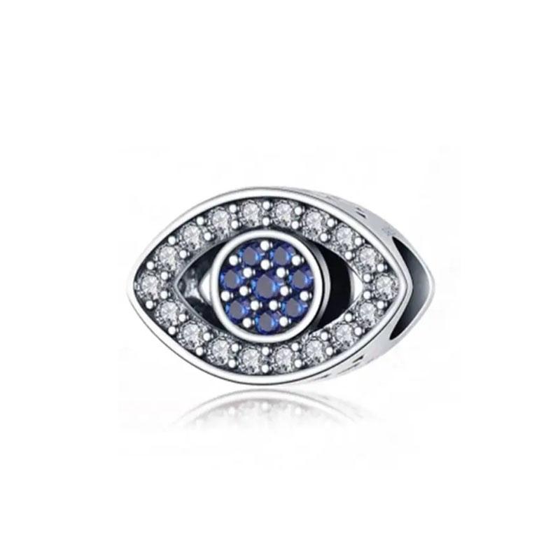 New Plated Copper Eye Dangle Charm Green Clover Bead Fit Original Pand Bracelet For Women Diy Fashion Jewelry Making