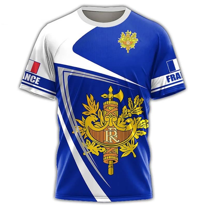 Funny French Flag Emblem Graphic T-shirt Men's Camouflage T-Shirts Summer Casual Loose Short Sleeves Men's and Women's Tees Top