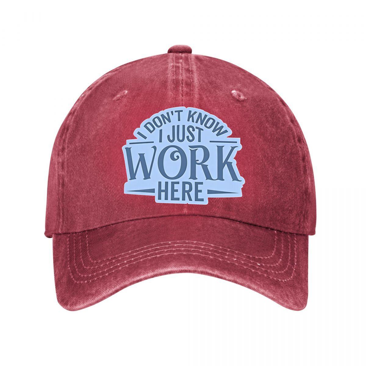 I Dont Know I Just Work Here Embroidered Multi Color Snapback Hat Washed Baseball Cap Adjustable