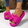 Spring and Summer New Women's Shoes Platform Bow Leopard Print Slipper Women