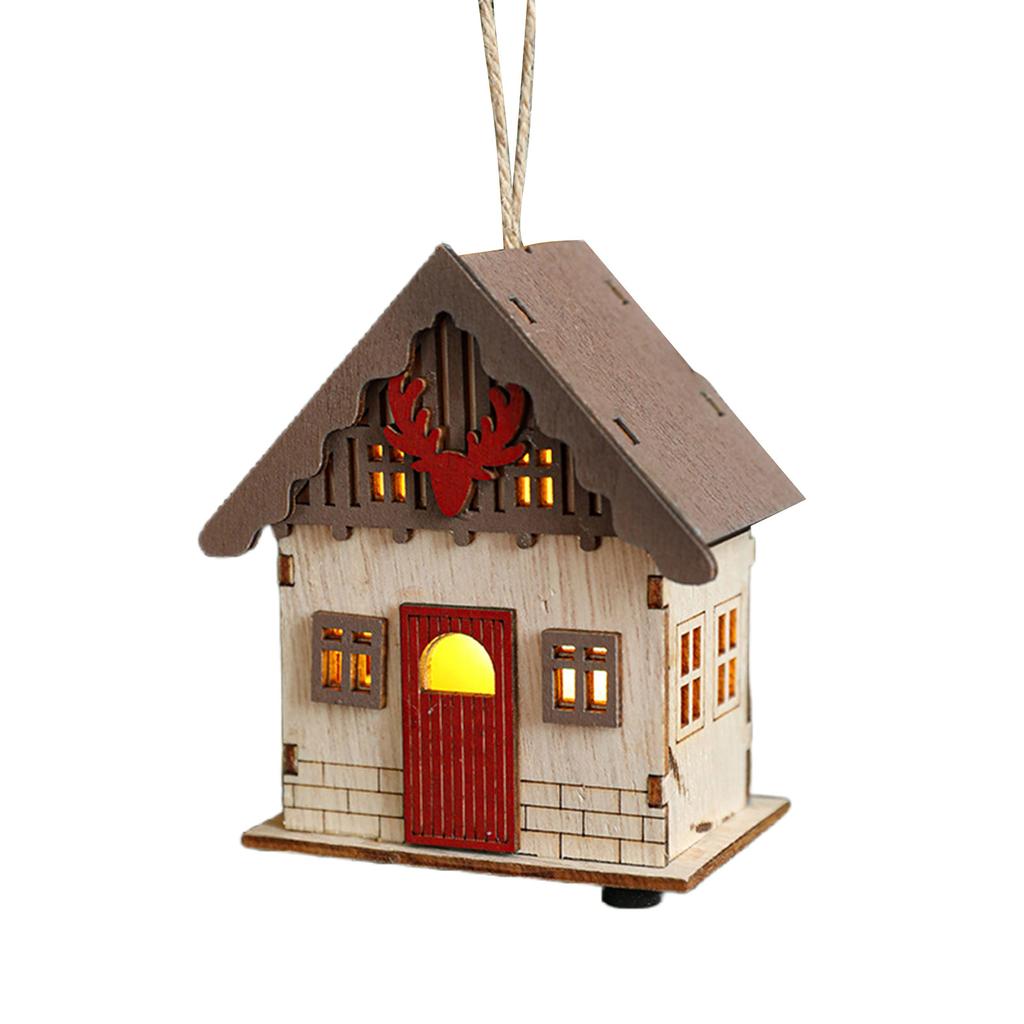 Christmas Wood Cabin with LED Lights Warmly Lit Christmas Timber Cottage Festive Seasonal Decoration for Family Home