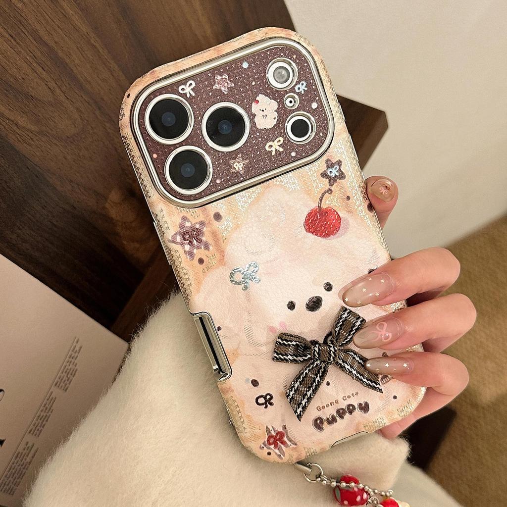 Uroczy Kreskówkowy Szczeniak z Muszką Etui na Telefon dla iPhone 15, iPhone 16, iPhone 17 Pro Max