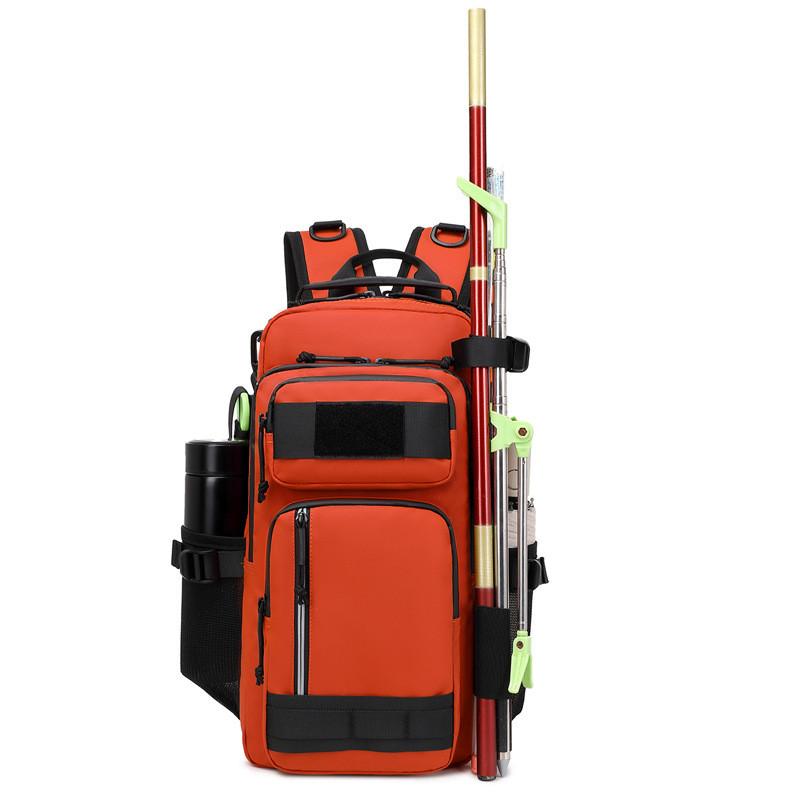 Outdoor Large Capacity Backpack With Waterproof Polyester Material For Travel And Fishing Enthusiasts
