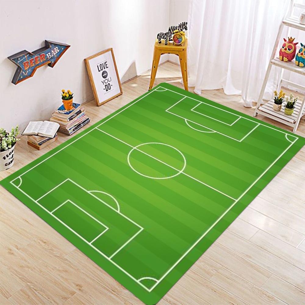 Football Field Pattern Carpet for Living Room Bedroom Kids Play Area Sports Floor Mat Anti Slip Doormat  Suitable for Home Decor