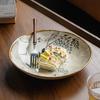 Vintage Flower Large 9-Inch Ceramic Plate Irregular Salad Plate Premium Sense Vegetable Bowl Soup Plate Export