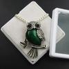 Owl Shape Fancy Pendant 123 Ct Natural Gemstone Green Jadeite Jade Silver 925 P-2075-S