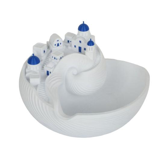 Santorini-Stil Auffangschale, Catch-All Tablett-Organizer, Griechische Insel Organizer Schreibtischdekoration, Muschelschale für Schlüssel Münzen & Schmuck, Praktisches Geschenk für