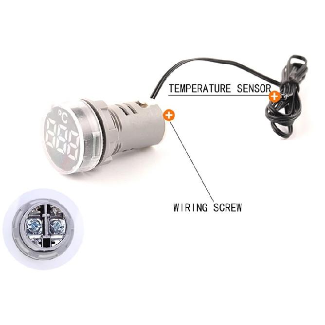 1PCS 22MM Mini Round LED Thermometer AC 50-500V -20-199 Digital Temperature Meter Indicator,For Sensor Gauge Weather Station