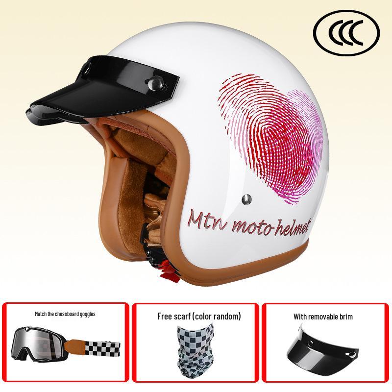 Retro 3C-Certified Unisex Motorcycle Helmet, All-Season 3/4 Design for Motorbike & Electric Bike