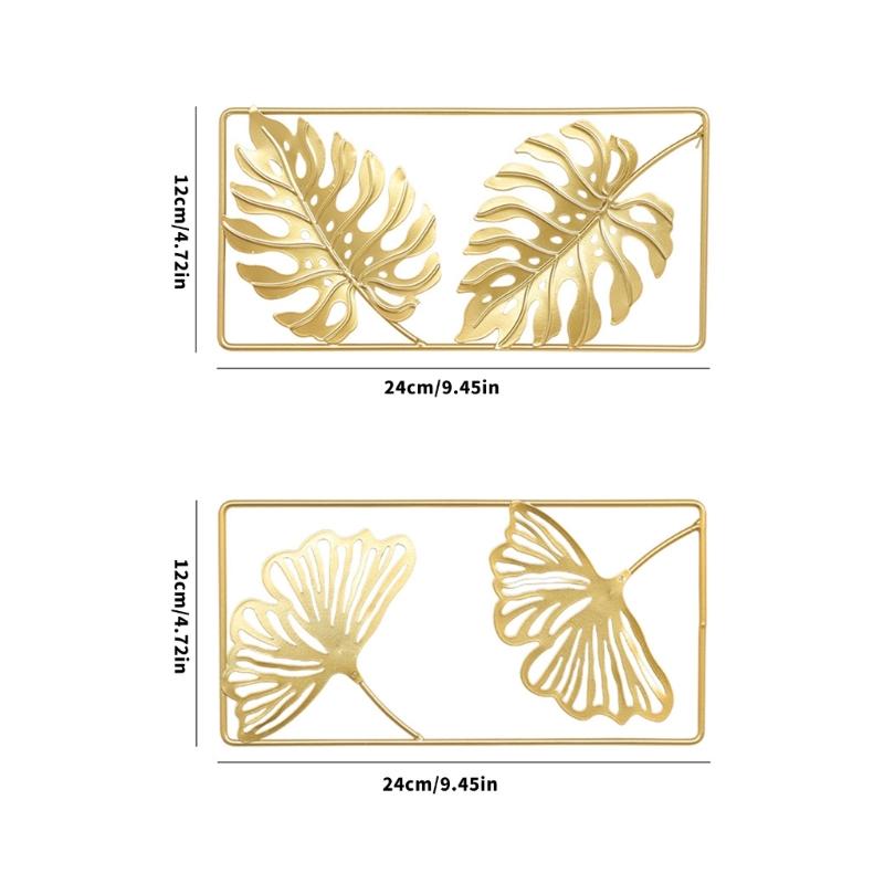 2Pcs Modern Scandinavian Wall Art Metal Monstera Leaf Decoration Wall Hanging For Home Office Indoor Wall Decors