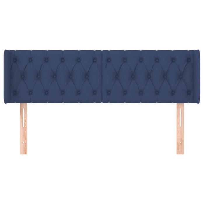 VidaXL Tête de lit avec oreilles Bleu 163x16x78-88 cm Tissu3119116