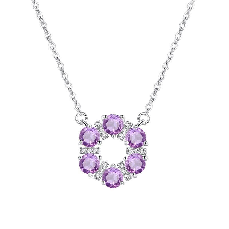 

S925 Sterling Silver Necklace Crystal Flower Wreath Pendant Elegant Jewelry for Women 925 silver