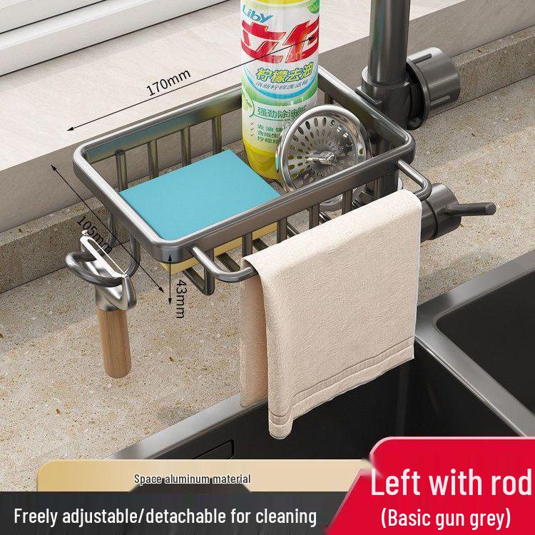Universal Above-Faucet Dish & Storage Rack with Steel Wool Holder