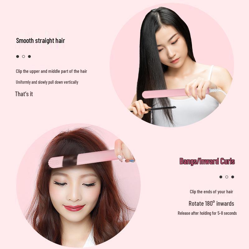 Mini 2-in-1 Electric Hair Straightener & Curler - Portable Bangs Perm Machine