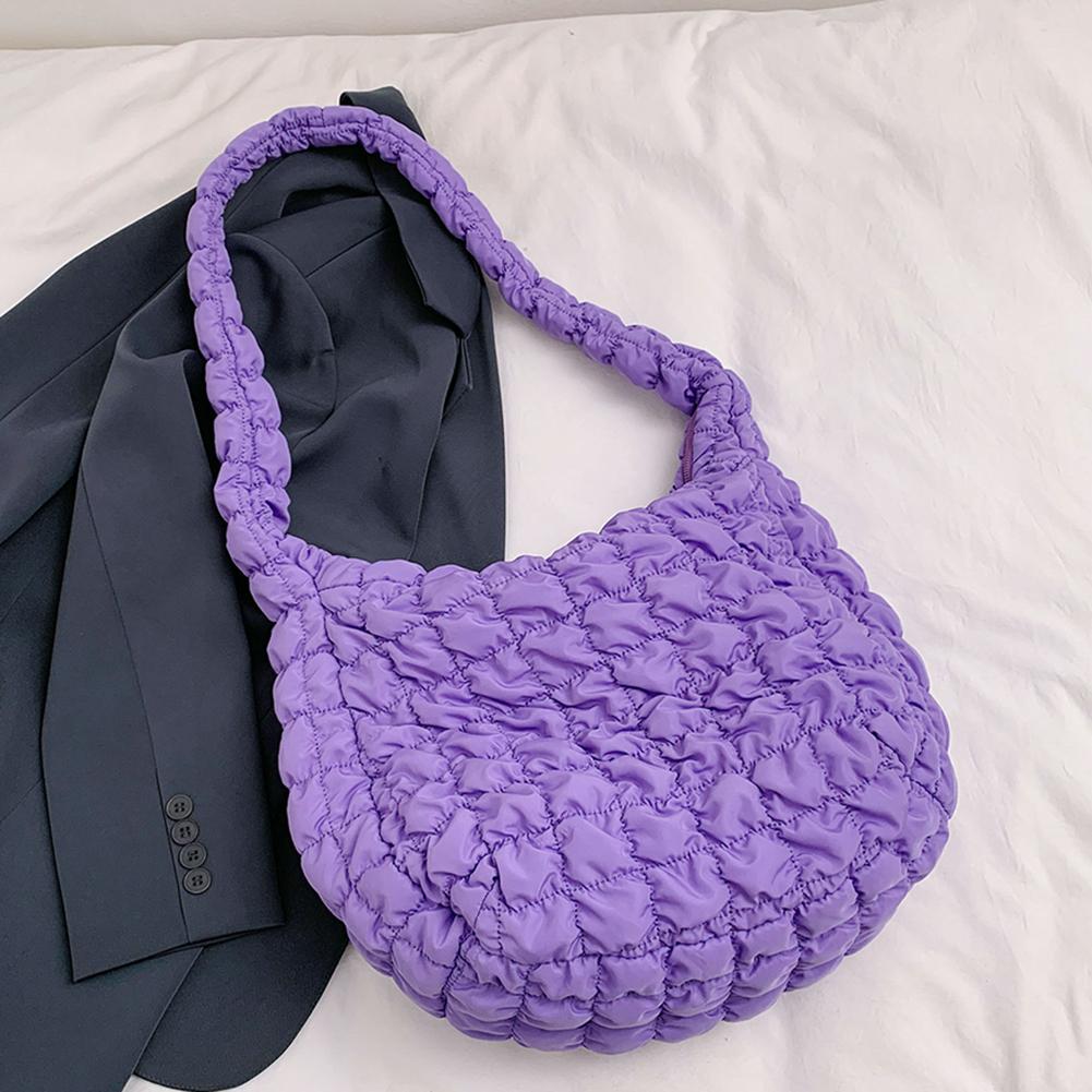 

Женская сумка-тоут, большая вместительная пуховая сумка-хобо, легкая пышная сумка через плечо, зимняя сумка-саквояж с пузырьками фиолетовый