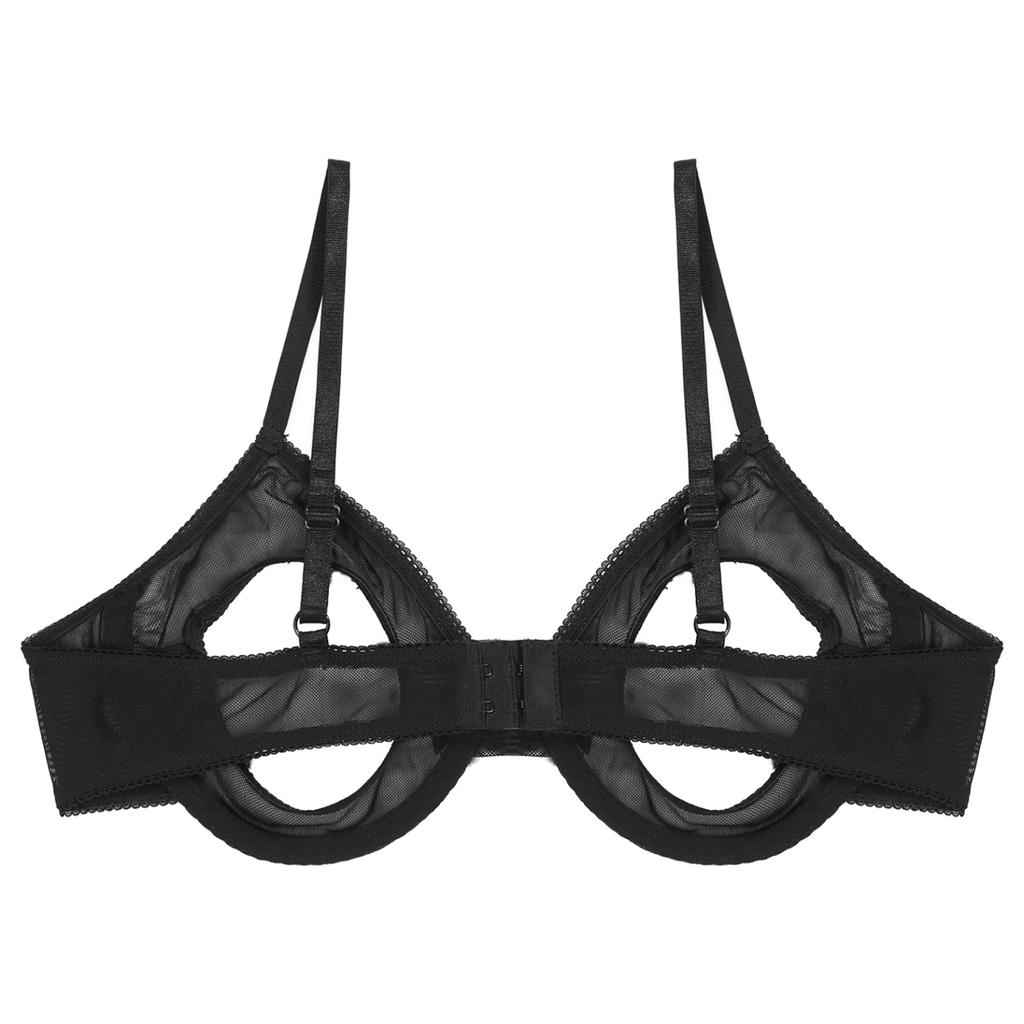 Hollow Out Open Cups Underwired Bra Tops Mesh Brassiere Underwear Corset Bustier Women Wedding Night Lingerie
