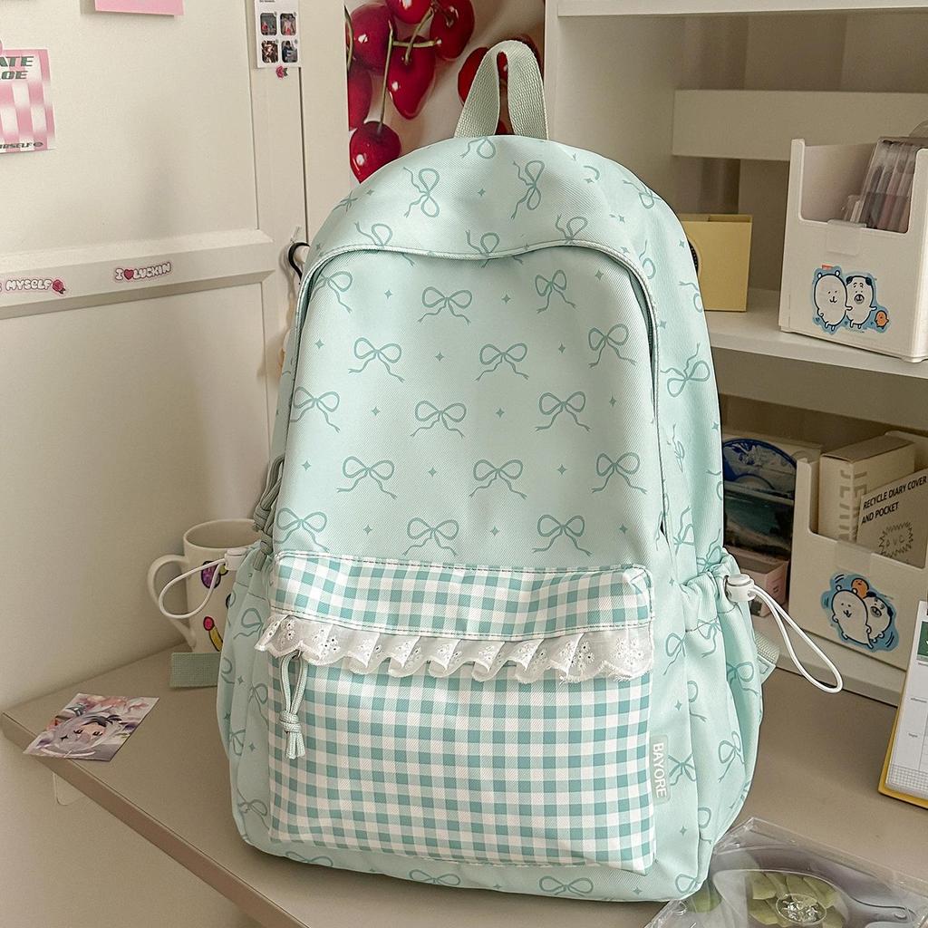 Schoolbag Fresh Floral Bow Lace Schoolbag Japanese and Korean Style Gentle Age Reduction Girlfriend Travel Small Backpack