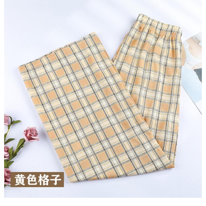 Plaid pants women's summer thin high waist drape loose narrow straight pants thin wide leg pants small casual pants
