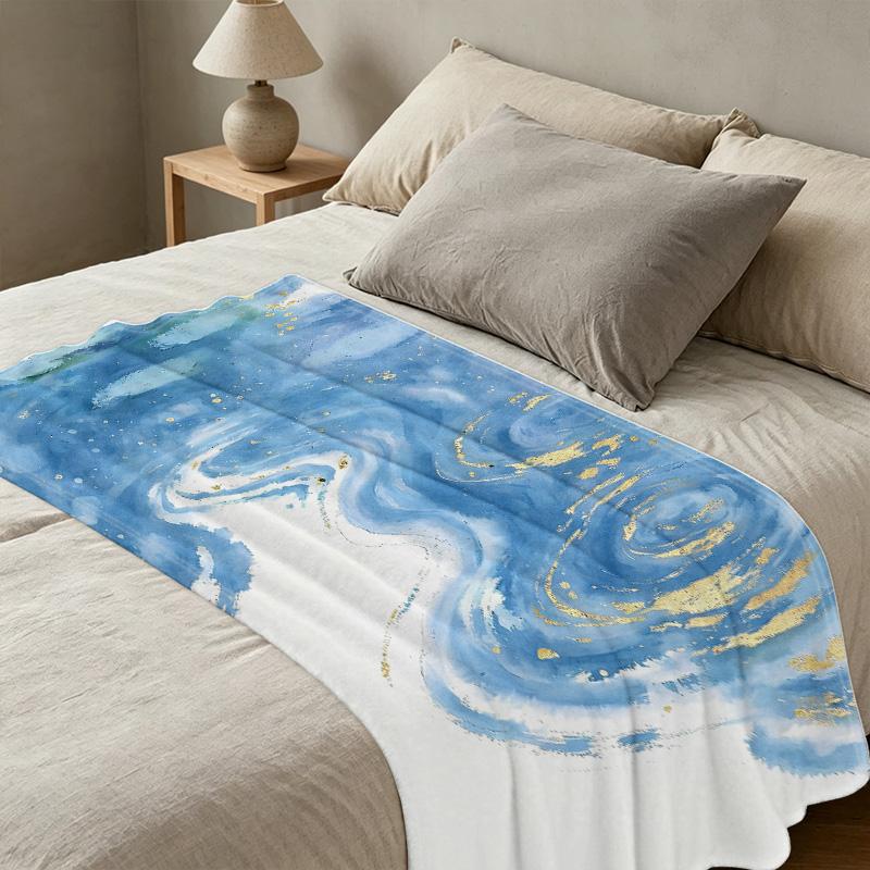 Flannel Fleece Throw Blanket, Abstract Art Pattern, Soft Warm & Machine Washable, Ideal for Home, Office Naps, Christmas & Halloween Use