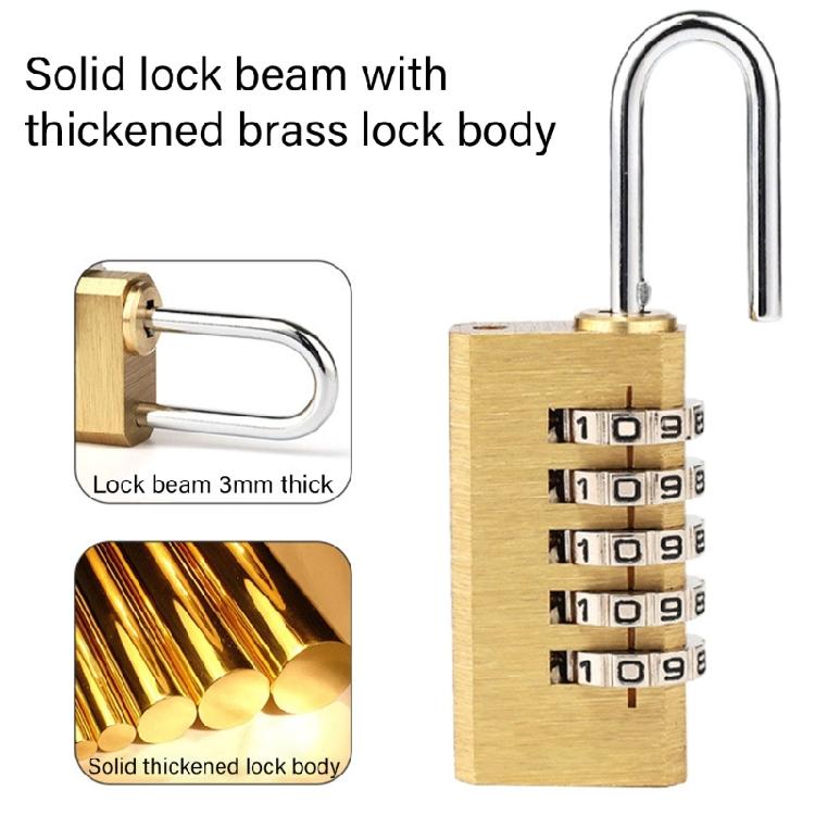 Sturdy Brass Combination Lock Solid Body with Stylish Steel Shackles Portable Accessory for Multipurpose Security