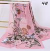 Chiffon Floral Elegant Scarves Silk Scarf Fashion Women Flower Printed Long Soft Wrap Scarf Simulation Silk Shawl Beach Scarf