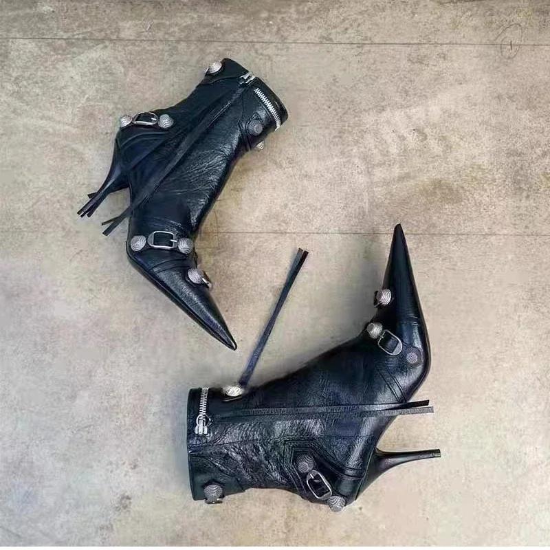 2024 New Women Slim Ankle Boots Fashion Elegant Pointed Toe Shoes Thin High Heel Women's Morder Short Booties