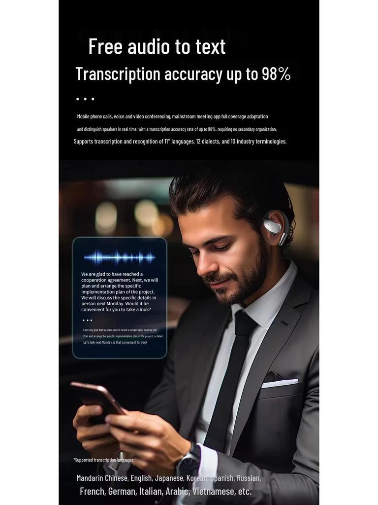 2025 Hanging Ear E11S Smart AI TWS Non-in-ear Real-time Translation Wireless Bluetooth Earbuds
