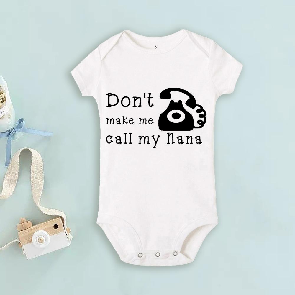 Don't Make Me Call My Grandma Baby Bodysuits Grappige Zomer Peuter Jumpsuit Jongens Meisjes Korte Mouw Kleding Unisex Baby Outfits