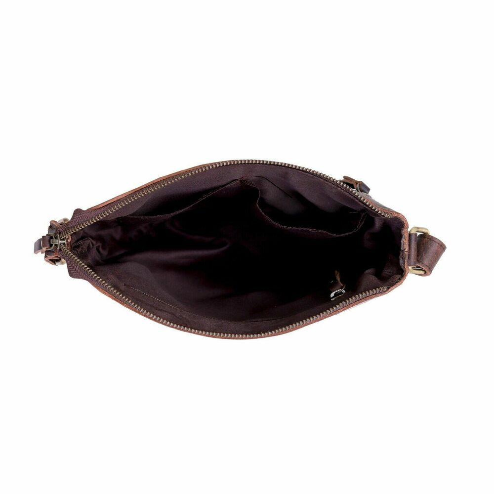 Handmade Unisex Buffalo Leather Crossbody Bag Handbag Brown
