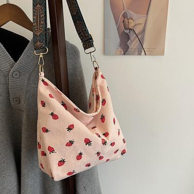 Sac de courses en velours côtelé personnalisé à bandoulière unique, été nouveau, beau, simple, décontracté, étudiant, classe, tote bag