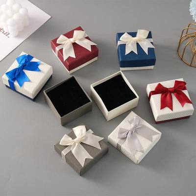 Packaging Box 9*9*4Cm Bow Bow Packaging Box Paper Ring Box For Special Occasions Gift-Giving Jewelry Display