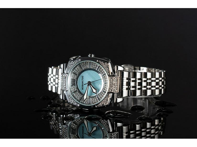 Gypsophila Steel Band Luxury Women's Quartz Watch with Diamond-Set Round Dial