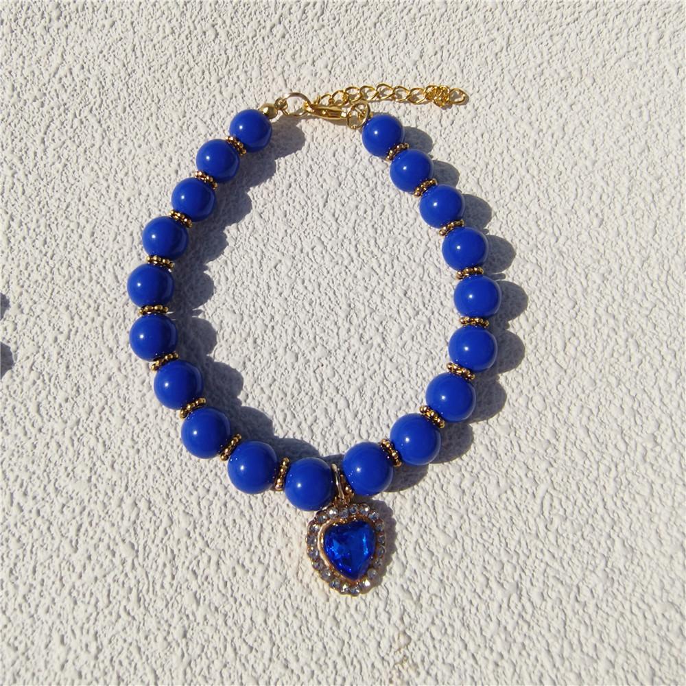 

Japanese and Korean style pearl ring bead partition pet necklace DIY jewelry accessories princess style cat and dog decoration XS 15-20CM синий