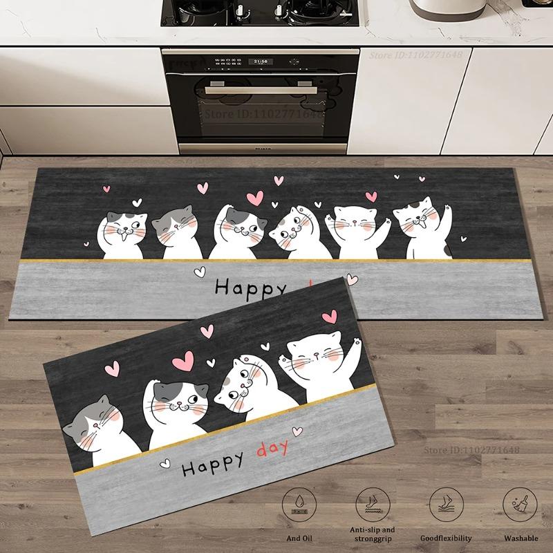Cat Kitchen Corner  Long Floor Mat Absorbent Non-slip Vinyl Rug Quality Washable Bedroom Hallway Corner Bathroom Doormat Carpet