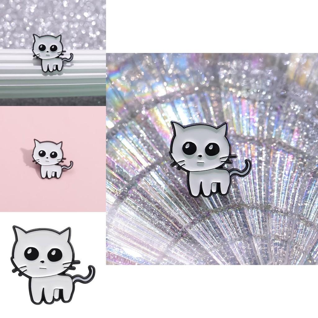 Alloy Unique White Cat Pin Brooch For Trendy Animal Lovers And Style Personalized