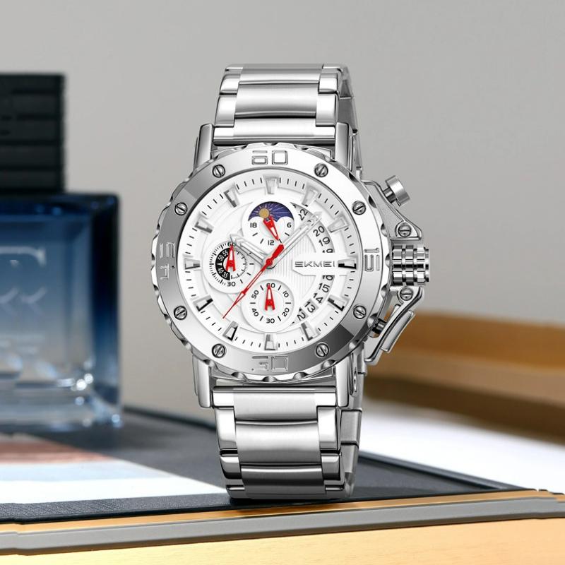 Skmei Watch for Men Top Brand Luxury Big Dial Stainless Steel Waterproof Chronograph Wristwatches with Date