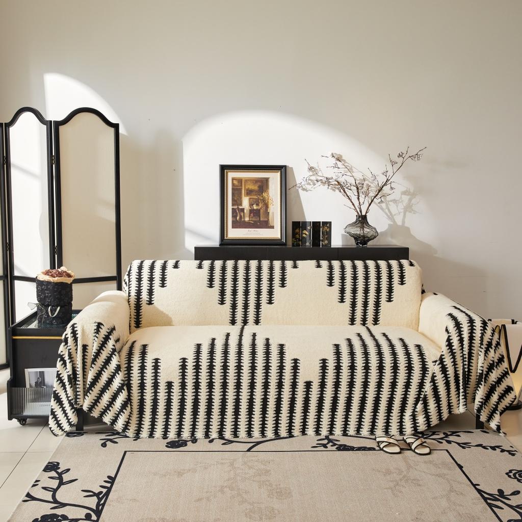 Thicken Graduating Arrows Tuffed Fleece Jacquard Warm Sofa Towel Universal Fluffy Blanket for Living Room Couch Bedding Room