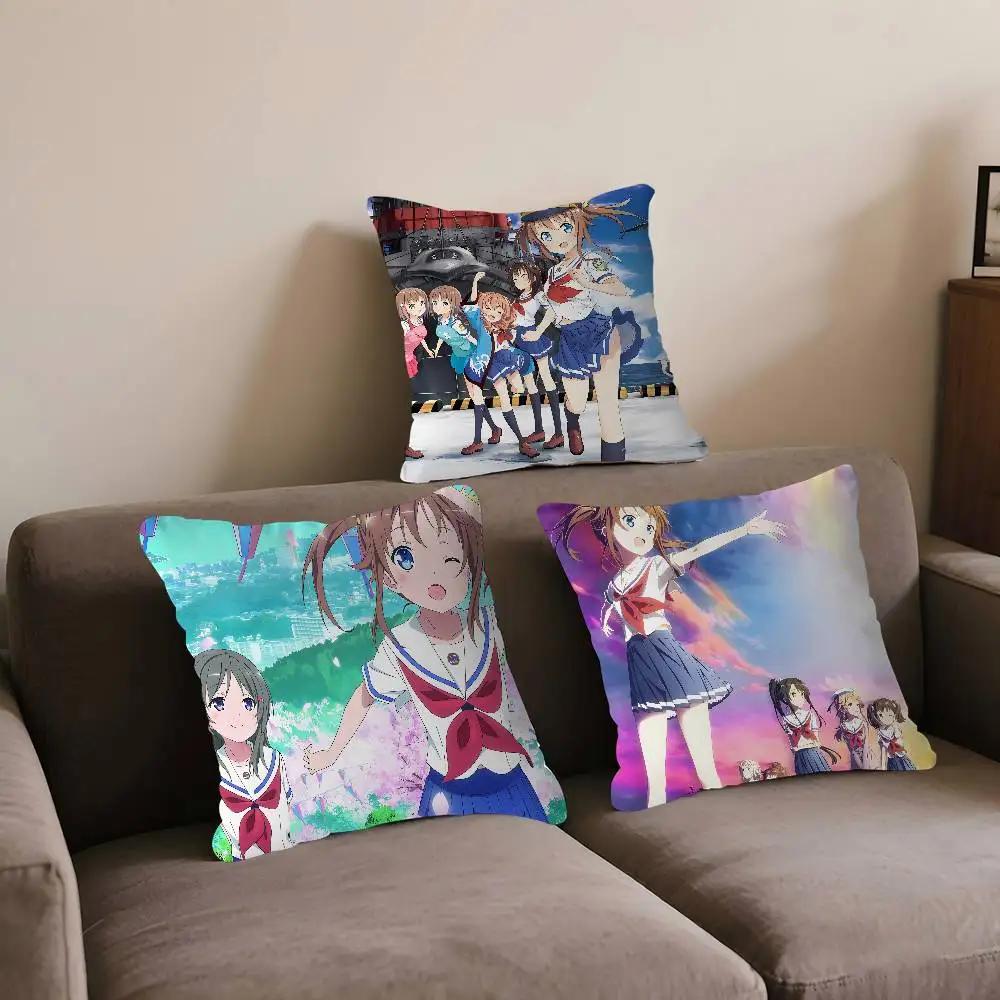 Anime H-High School Fleet Cushion Cover Decorative Pillow Sofa Home Decor Case Pillow Cases