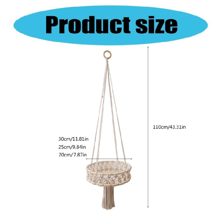 Sturdy Cotton Handwoven Hanging Storage Baskets Stylish Kitchen Organizers Portable for Fruit and Vegetable Display