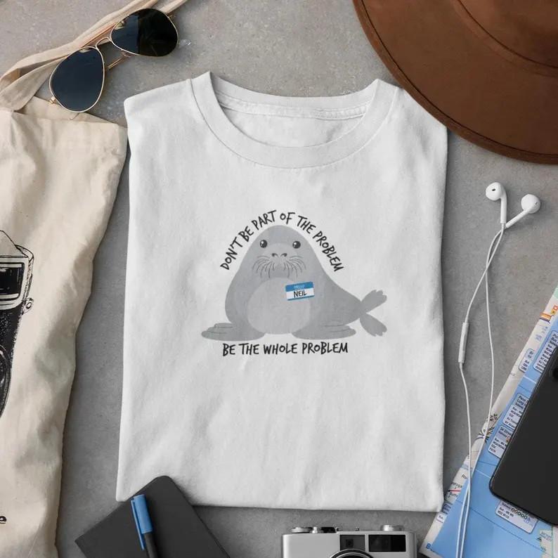 Neil Seal Shirt Cute Funny Animal Graphic Unisex Tee M